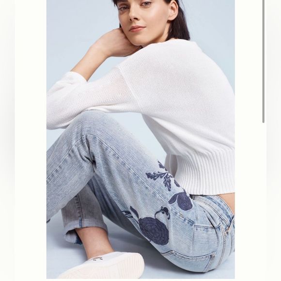 Anthropologie | Pilcro Hyphen Embroidered Mid-Rise Jeans - Picture 2 of 8